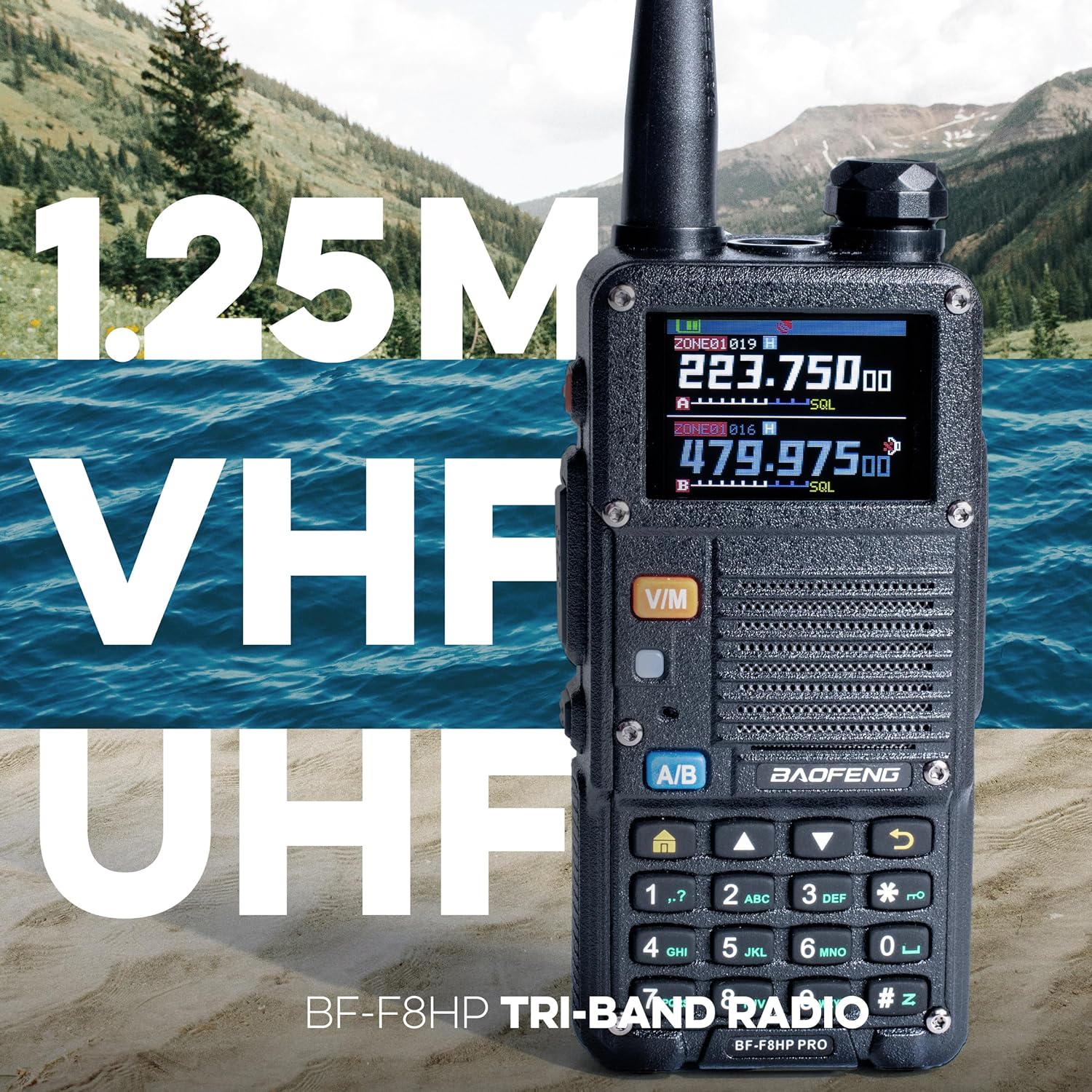 BAOFENG BF-F8HP PRO 10W Tri Band Two-Way Radio, IP54, 1000 Channels, GPS, Aviation RX, USB-C - Image 2