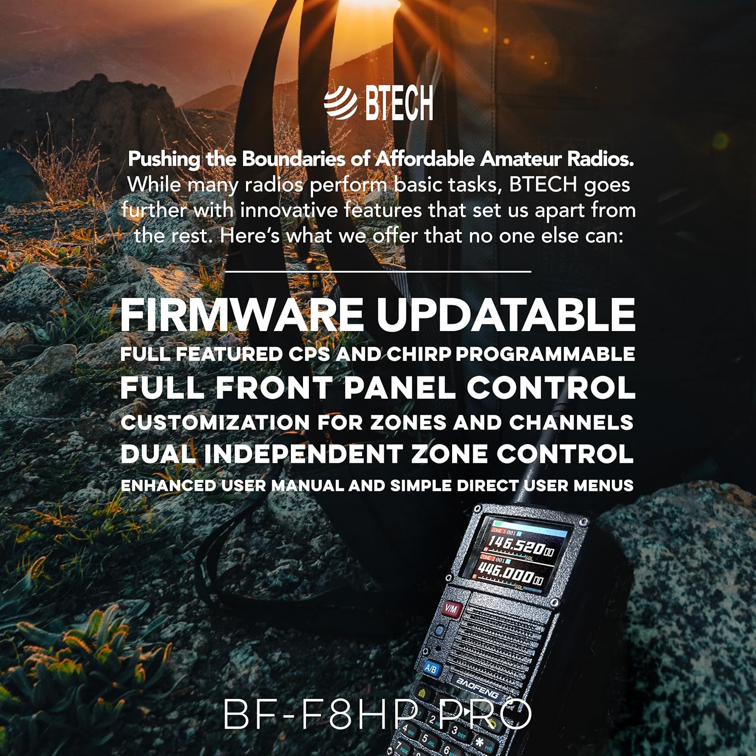 BAOFENG BF-F8HP PRO 10W Tri Band Two-Way Radio, IP54, 1000 Channels, GPS, Aviation RX, USB-C - Image 3