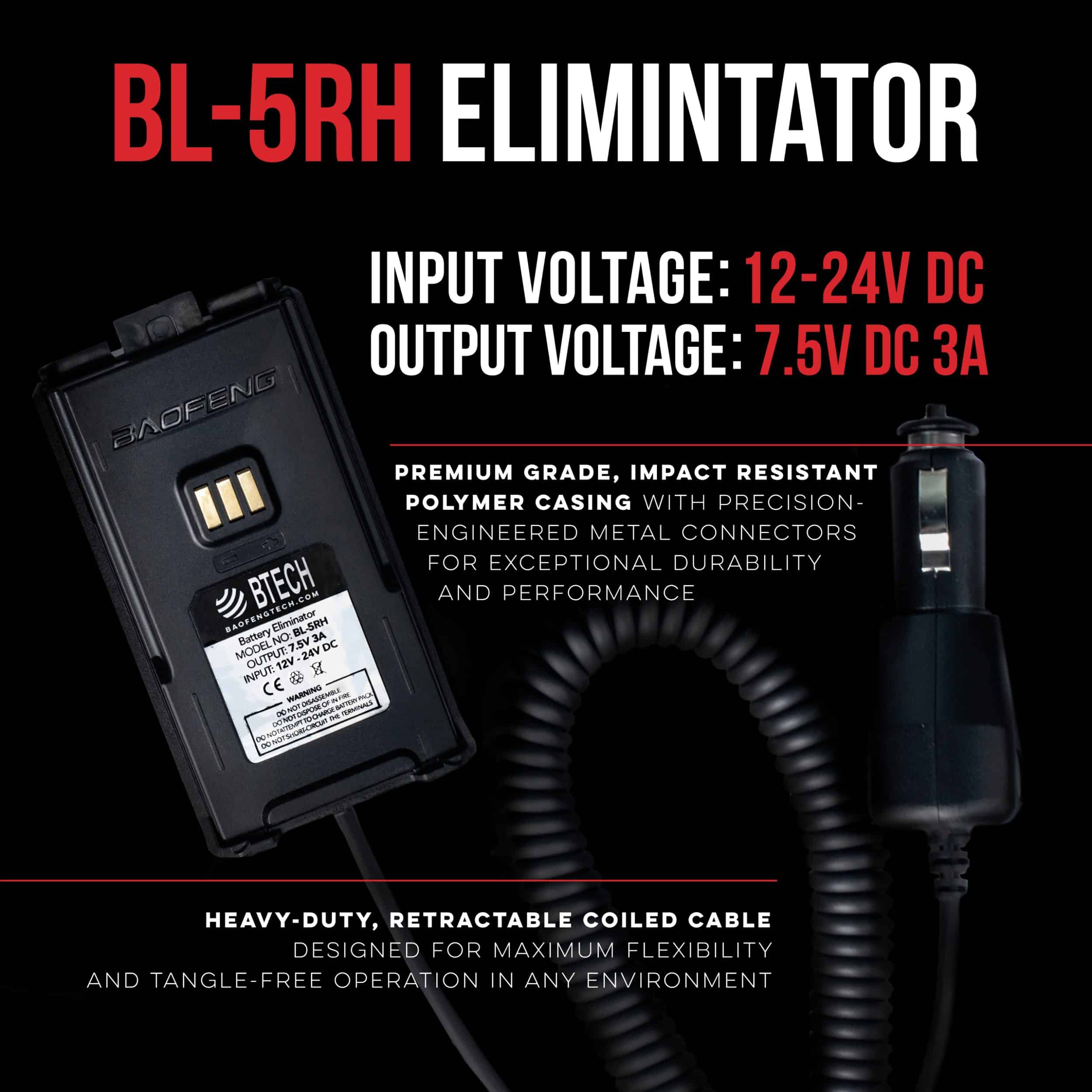BTECH BL-5RH Battery Eliminator for BF-F8HP PRO - Image 2