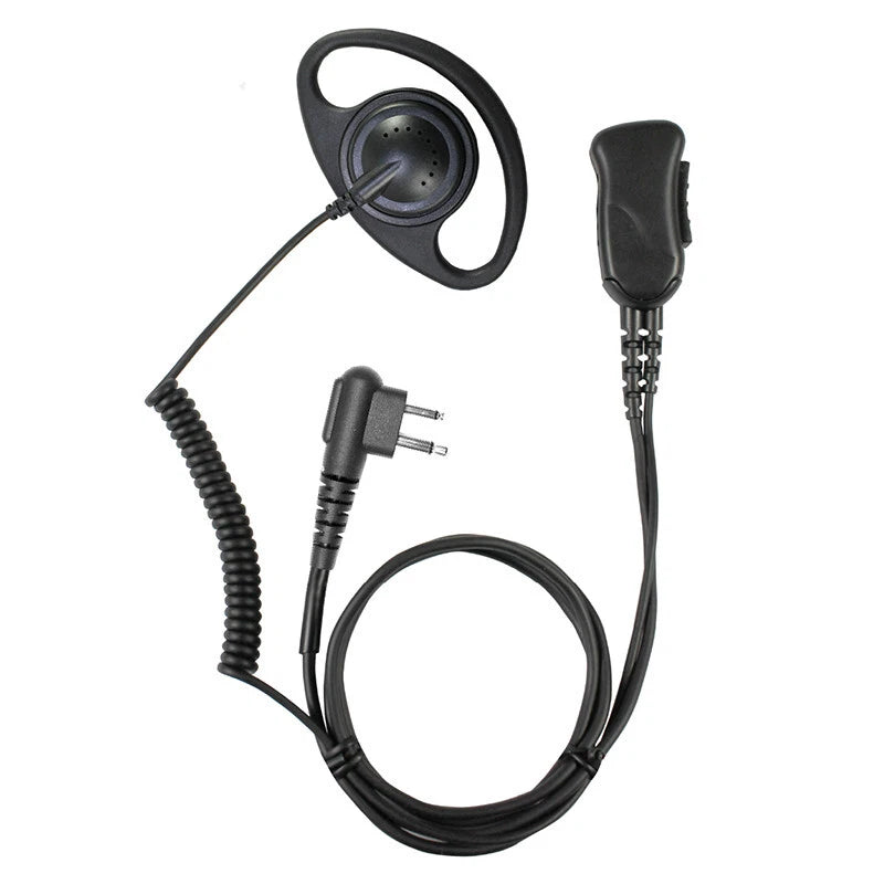 SPM‑1203 Lapel Mic with D‑Shape Ear Hanger | Motorola 2‑Pin Radios